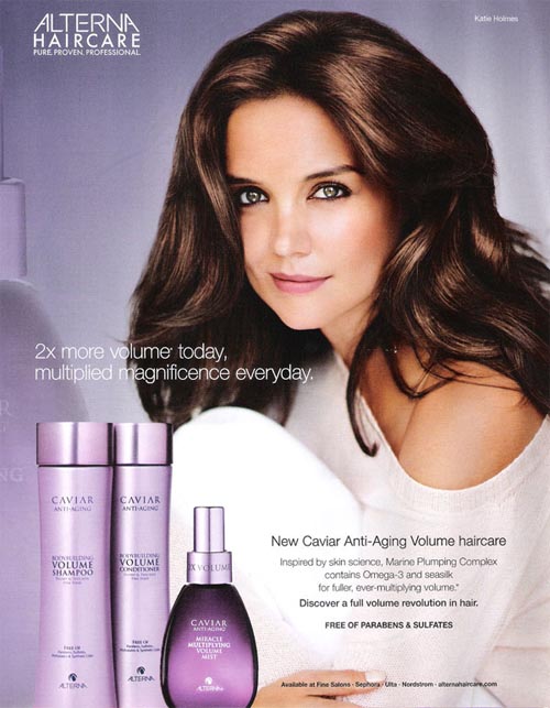 A picture of Katie posing for Alterna Hair Care product.